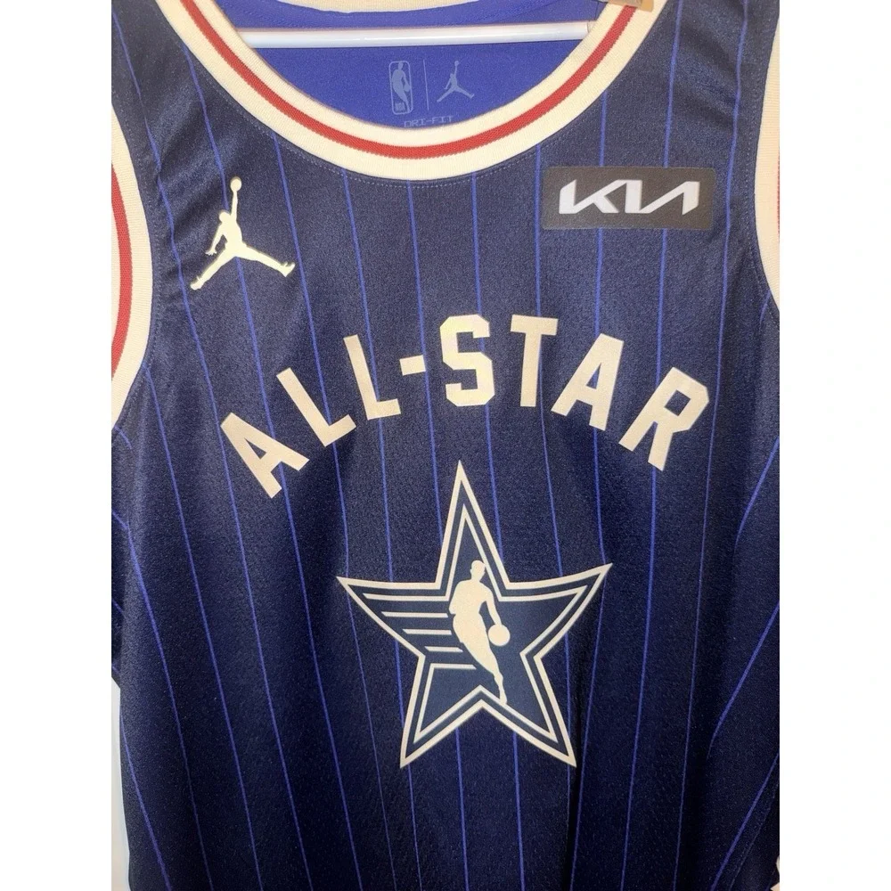 Men's LeBron James #23 NBA All-Star Jersey Blue Pinstripe Nike Dri-FIT Size L